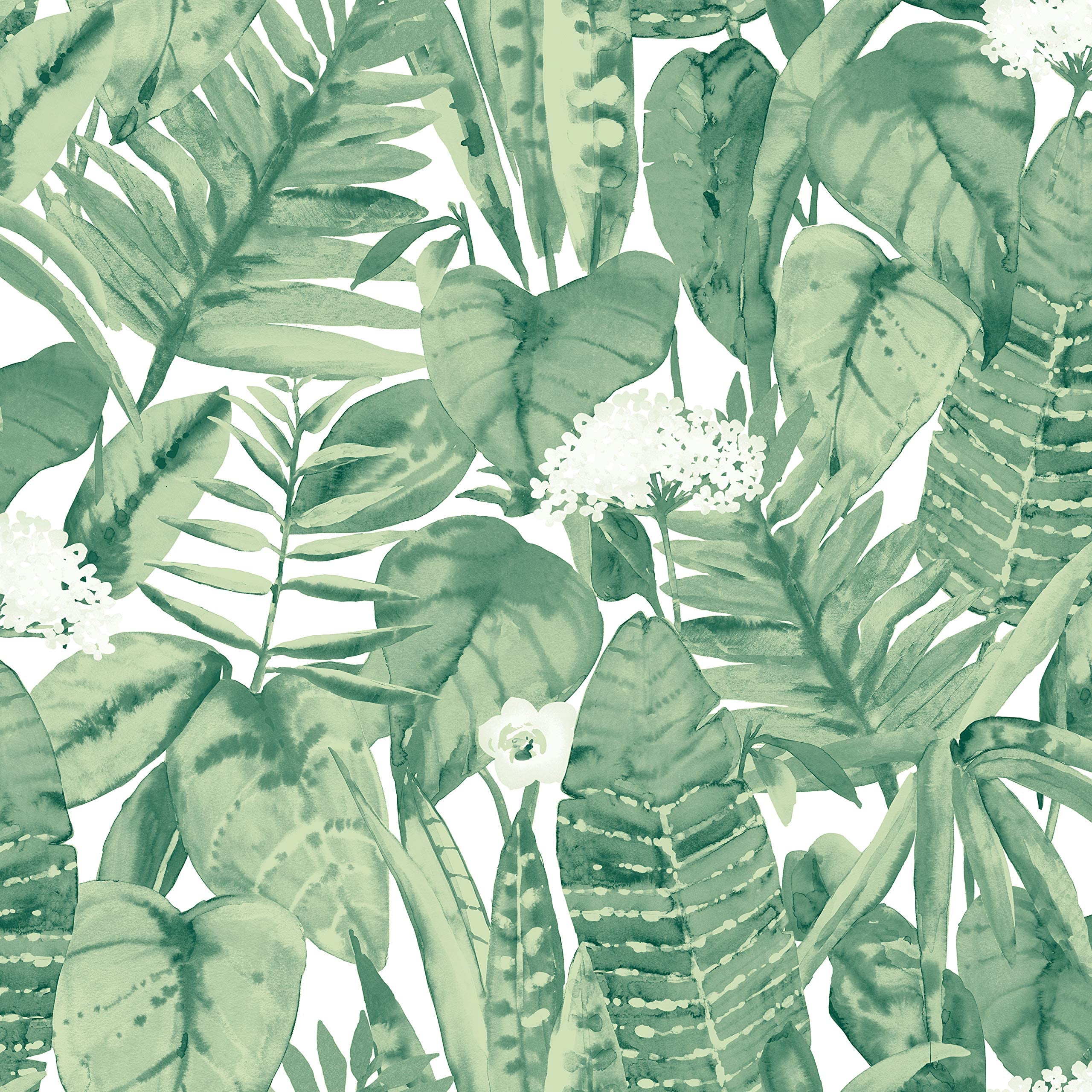 Тропические листья серые фреска